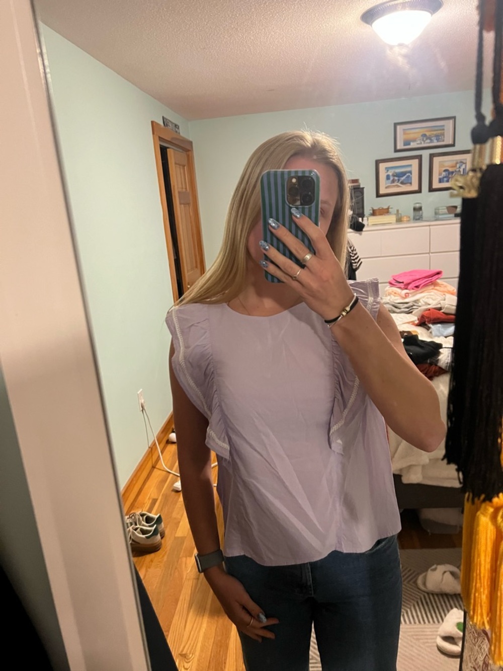 Banana Republic Lavender Ruffle-Sleeve Blouse - Women's